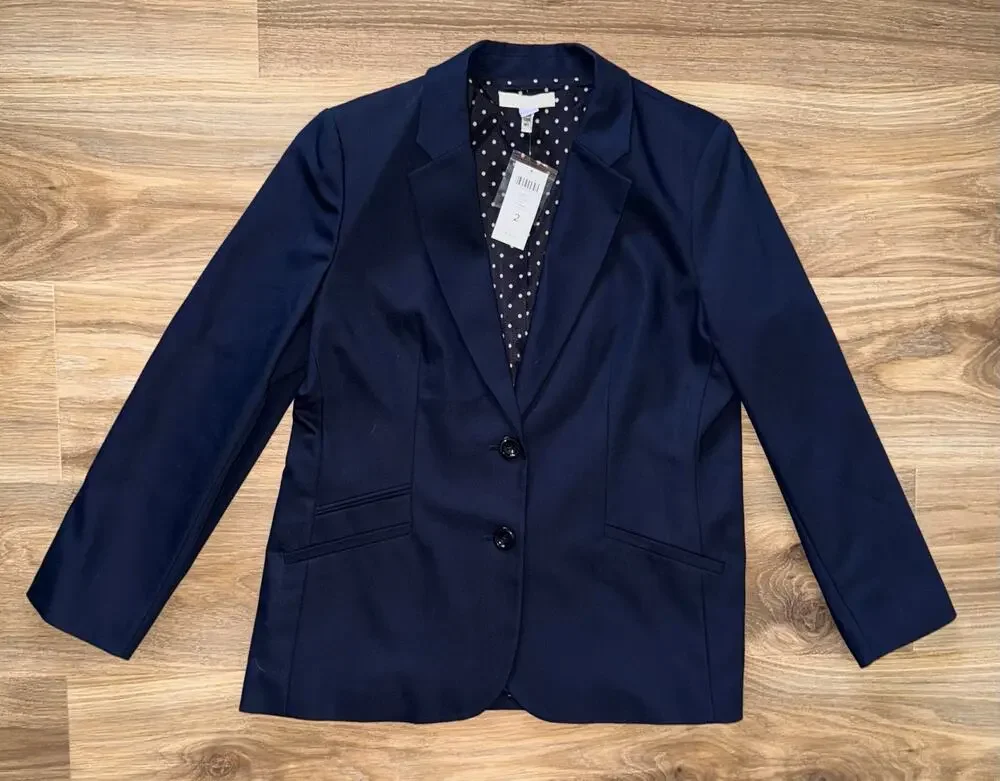 CHICO’S cotton blend navy blue blazer - size 2 (12-14/L)